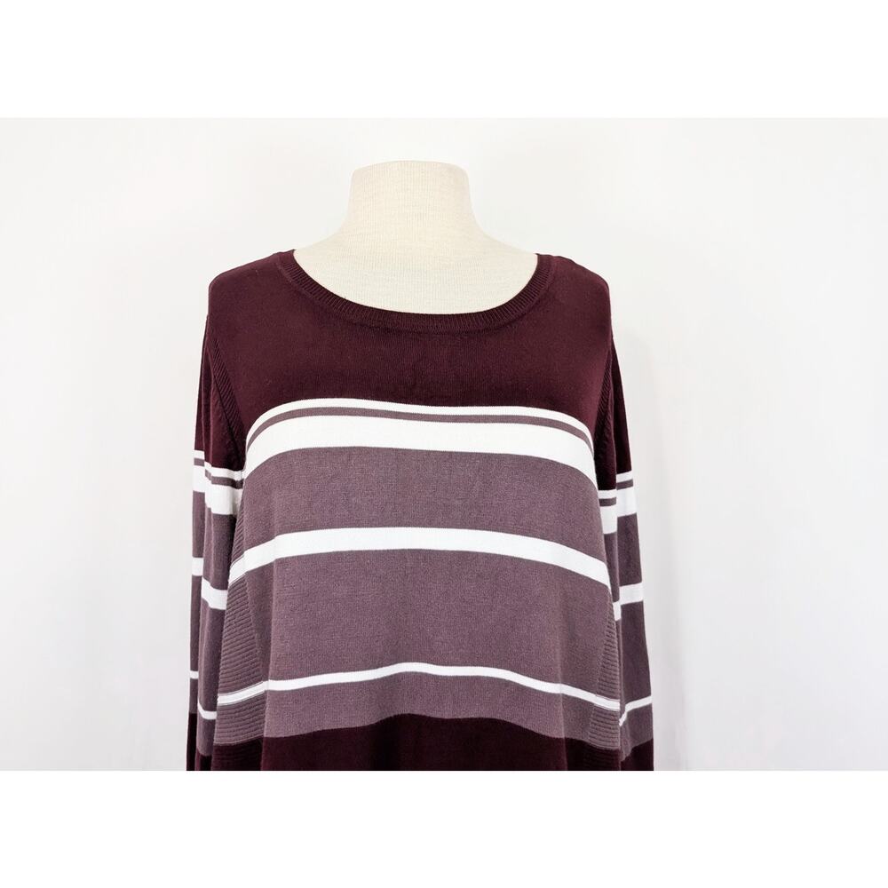 Stitch Fix Sweater Lety & Me Burgundy Mauve White Stripe Elsie Women's Size 1X - Picture 2 of 7